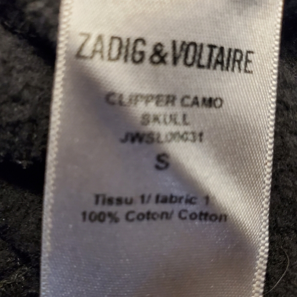 Zadig & Voltaire Women's Camo Skull Dark Hoodie With Metallic Skull Black Size S - Picture 12 of 12